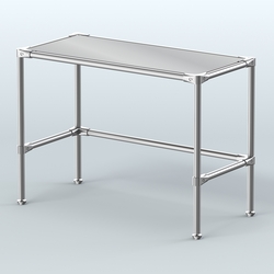 Стол средний D-42 с полкой зеркало 4мм, Ясень Анкор темный