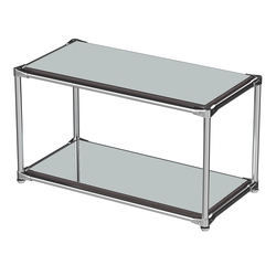 Хромированный стеллаж СТИЛЬ №4а-4 малый зеркальный, Ясень Анкор темный - U31105