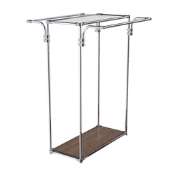 Хромированный стенд-вешало TD-11 №1-4 с полкой Зеркало 4мм, Орех