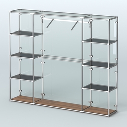 Торговая система ХРОМ (задняя стенка - стекло) 2430 мм с тонированными полками и поручнями №11, Орех