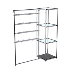 Хромированное вешало ШТАНГА №1-1 с полками стекло 6 мм, Черный