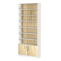 Стеллаж из ДСП с 6-ю полками 250x900 мм серии LEVEL-6 №11 (З/C - ДВП), Белый + Дуб Сонома