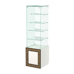 Стеклянный прилавок с дверкой и декором №СПБА-208, Белый