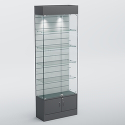 Витрина СЕТЬ №5-П с экономпанелью и полками, Темно-Серый