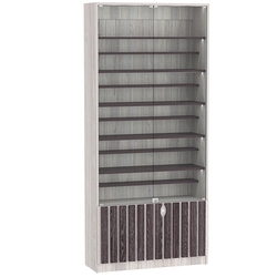 Витрина серии "Смок" №1-ДП-900 (с доп. полками), Ясень Анкор светлый + Ясень Анкор темный