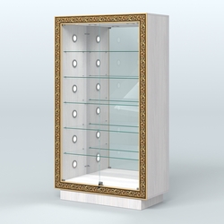 Низкая торговая витрина с декором НБА-507С, Ясень Анкор светлый