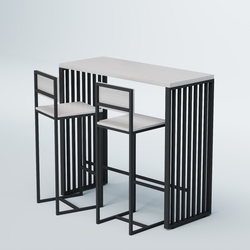 Комплект барный стол "Кофе-брейк" №7 и стулья, Ясень Анкор темный