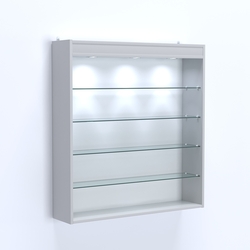 Витрина настенная №204-3Г открытая с четырьмя полками и фризом, Серый