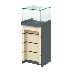 Торговый прилавок узкий с утопленным фасадом №УФ-4-450, Темно-серый и Крем Вайс U2601-U2236