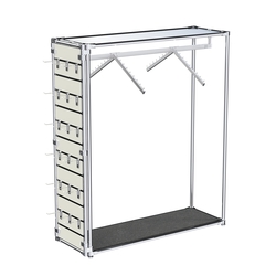 Хромированный стенд-вешало ETD-12 №1-4 (торец-ЭП) с полкой Зеркало 4мм, Антрацит