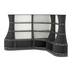 Угловой низкий стеллаж ГАРАНТ №2-О с ограничителями, Черный и Белый