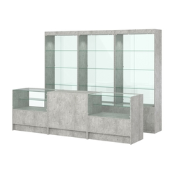 Комплект витрин ЭК-02 и прилавков ЭК-3, Метрополитан Грей