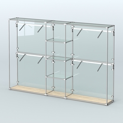 Торговая система ХРОМ (задняя стенка - стекло) 3030 мм с прозрачными полками и поручнями №8, Дуб Сонома