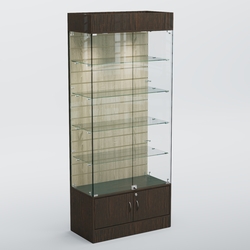 Витрина СЕТЬ №2-П с экономпанелью и полками, Дуб Венге и Дуб Сонома