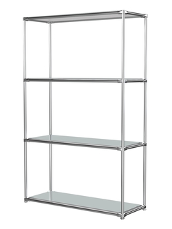 Хромированный стеллаж СТИЛЬ №1г с полками Зеркало 4 мм, Ясень Анкор светлый - U31104