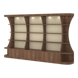 Пристенный высокий стеллаж ГАРАНТ №3, Орех + Крем Вайс