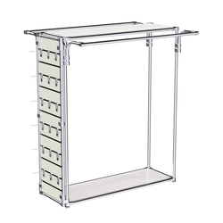 Хромированный стенд-вешало ETD-11 №1-3 (торец-ЭП) с полками ДСП 16мм, Ясень Анкор светлый