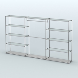 Торговая система ХРОМ без ДСП 3600 мм с прозрачными полками и поручнями №1, Серый