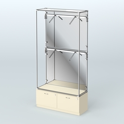 Торговая система ХРОМ (задняя стенка - зеркало) 1200 мм №3-3 с тумбой Т-15 и поручнями, Крем Вайс