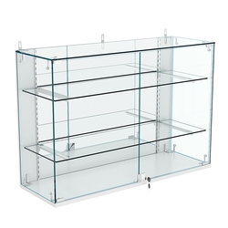 Витрина настенная НЕО №3-3 с зеркалом и двумя полками, Серый