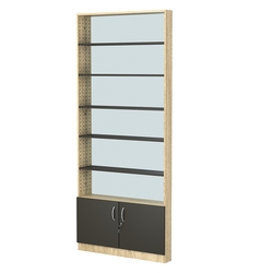 Стеллаж из ДСП с 5-ю полками 100x900 мм серии LEVEL-5 №8-2 (З/C - ЗЕРКАЛО), Дуб Сонома + Черный