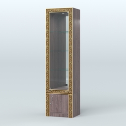 Витрина зеркальная с декором №ВБА-4, Ясень Анкор темный