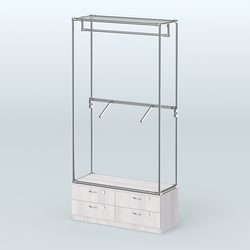 Торговая система ХРОМ без ДСП 1200 мм №2-2 с тумбой Т-14 и поручнями, Ясень Анкор светлый