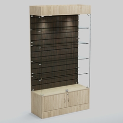 Витрина СЕТЬ №1-П с экономпанелью и полками, Дуб Сонома + Дуб Венге