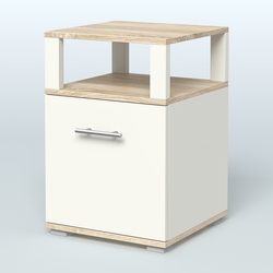 Тумба Динен №2 приставная 1 распашной фасад с надставкой, Белый + Дуб Сонома