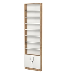 Стеллаж из ДСП с 7-ю полками 100x600 мм серии LEVEL-7 №1 (З/C - ДВП), Дуб Канзас коричневый + Белый