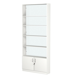 Стеллаж из ДСП с 4-мя полками 200x900 мм серии LEVEL-4 №10-1 (З/C - СТЕКЛО), Белый