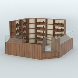 Угловой павильон из ДСП для торговли хлебом и выпечкой №5, Орех + Крем Вайс