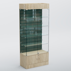 Витрина СЕТЬ №2-П с экономпанелью и полками, Дуб Сонома + Дуб Венге