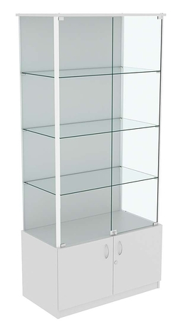 Витрина ЛЮКС с задней стенкой ДВП №1 без подсветки , Серый