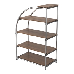 Хромированный стенд универсальный TD-06 (Т) с полками ДСП 16мм, Орех