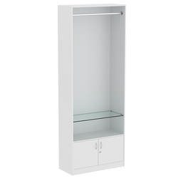 Торговый стеллаж с нижними дверками для одежды №9, Серый