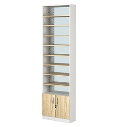 Стеллаж из ДСП с 8-ю полками 200x600 мм серии LEVEL-8 №3-2 (З/C - ЗЕРКАЛО), Белый + Дуб Сонома