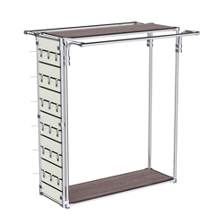 Хромированный стенд-вешало ETD-11 №1-3 (торец-ЭП) с полками ДСП 16мм, Ясень Анкор темный