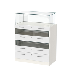 Прилавок ювелирный "Диаманд" №3-1000 пристенный, ЛДСП белый + МДФ белый