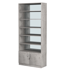 Стеллаж из ДСП с 5-ю полками 400x900 мм серии LEVEL-5 №14-2 (З/C - ЗЕРКАЛО), Бетон Чикаго светло-серый F186 ST9