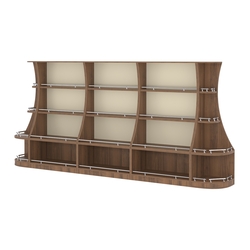 Пристенный низкий стеллаж ГАРАНТ №3-О с ограничителями, Орех + Крем Вайс