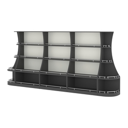 Пристенный низкий стеллаж ГАРАНТ №3-О с ограничителями, Черный и Белый