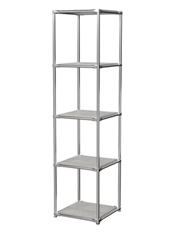 Торговый хромированный стеллаж с полками ДСП №1, Метрополитан Грей