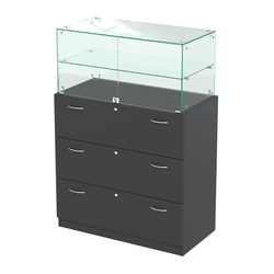 Прилавок с распашными дверками в стеклянной части Селена-101, Черный