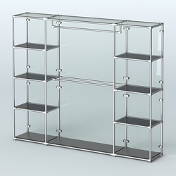 Торговая система ХРОМ (задняя стенка - стекло) 2430 мм с тонированными полками и поручнями №3, Черный