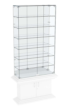 Витрина узкая с 6-ю полками зеркальная КОЛОСС №34, Белый
