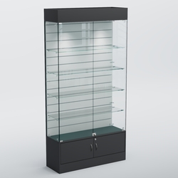 Витрина СЕТЬ №3-П с экономпанелью и полками, Aнтрацит+Белый