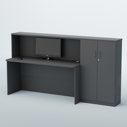 Ресепшен с большим столом и тумбами ВЕГА №4Д, Темно-Серый
