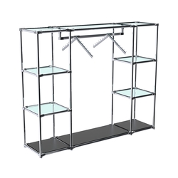 Хромированный стенд-вешало TD-47 №1-1 Хром (с прозрачными полками стекло 6мм), Черный