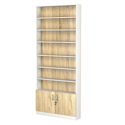 Стеллаж из ДСП с 6-ю полками 150x900 мм серии LEVEL-6 №9 (З/C - ДВП), Белый + Дуб Сонома